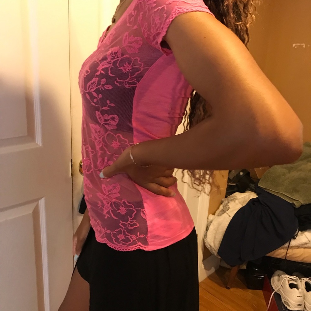 Lightly worn lace pink shirt